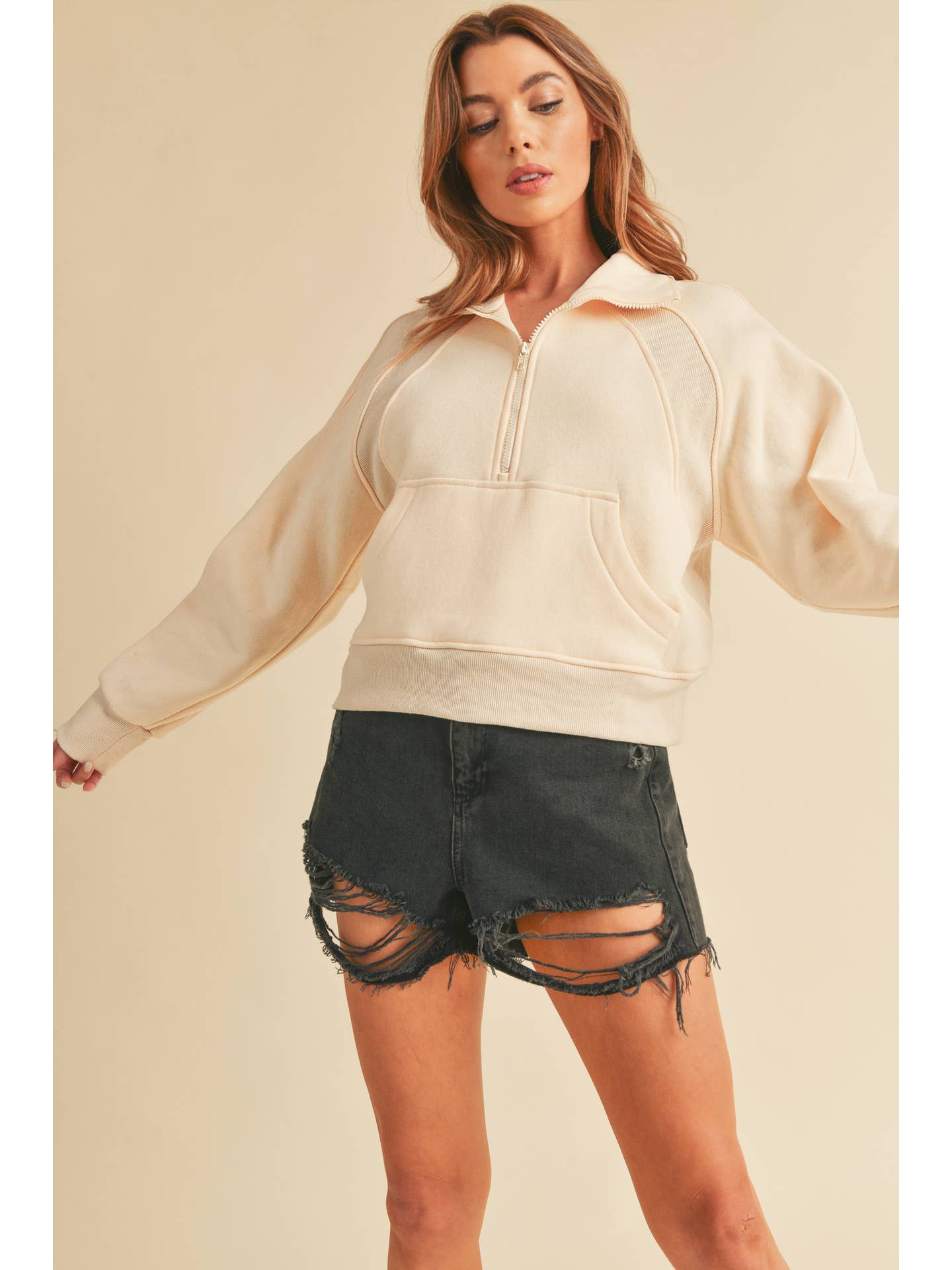 Dove Funnel Neck Half Zip