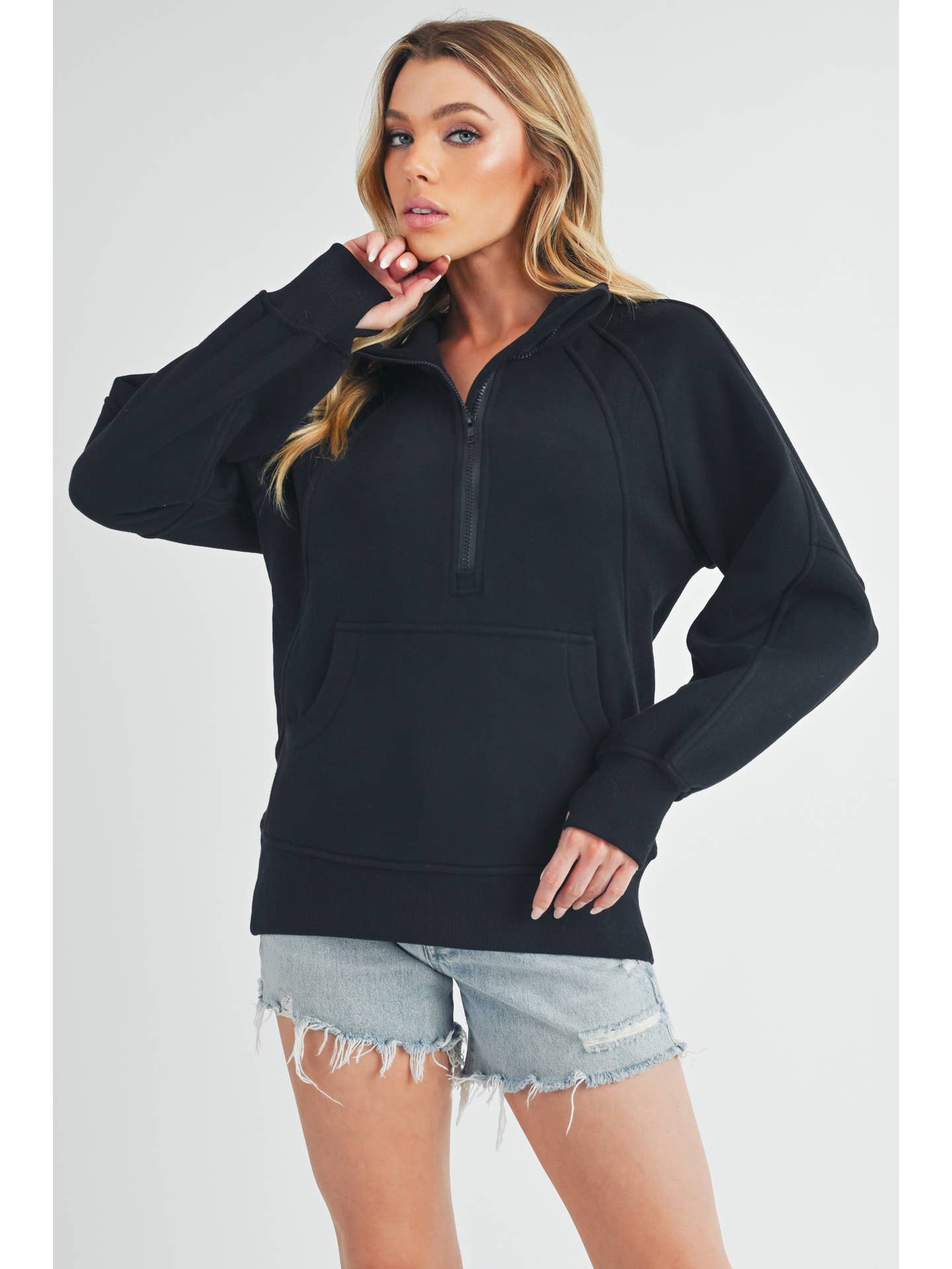 Long Dove Funnel Neck Half Zip