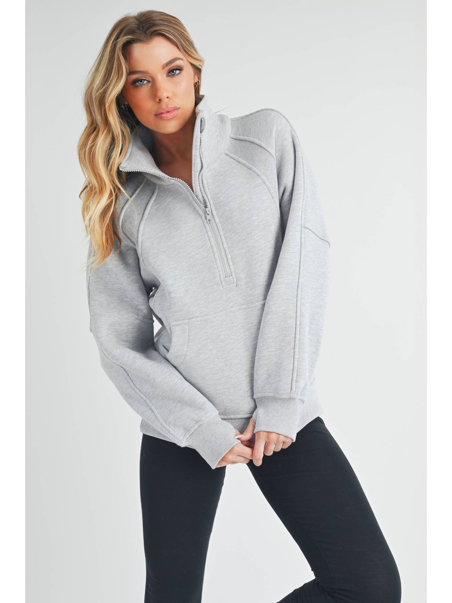 Long Dove Funnel Neck Half Zip